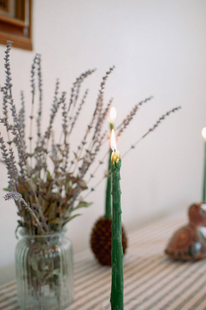 Beeswax Asparagus Candle Taper - Set of 2