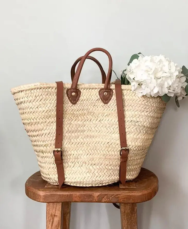French Market Straw Backpack