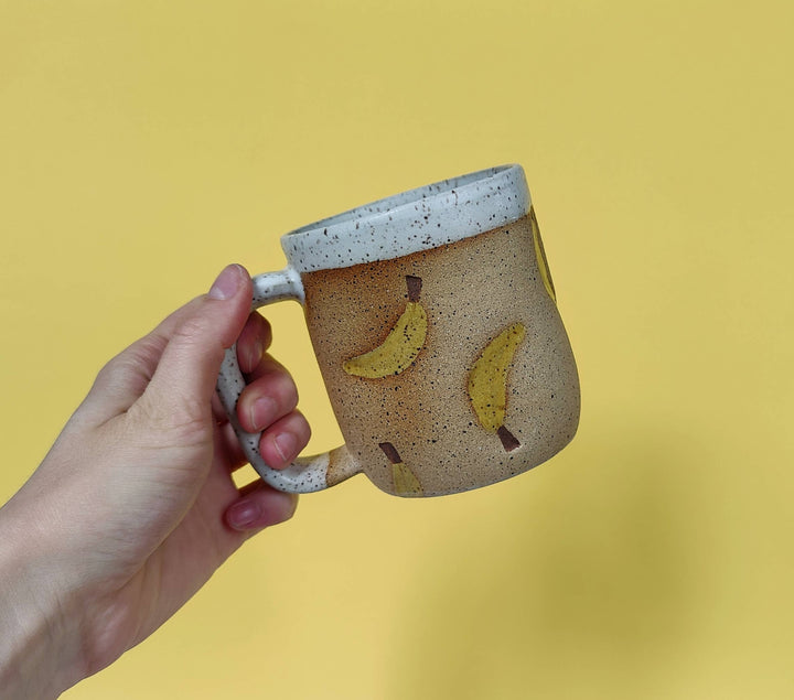 Handmade Banana Stamped Ceramic Mug