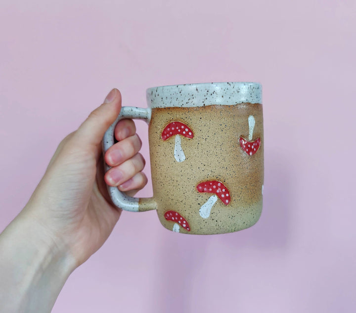 Handmade Mushroom Stamp Mug