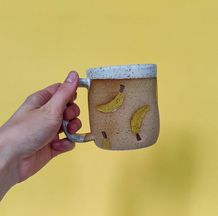 Handmade Banana Stamped Ceramic Mug