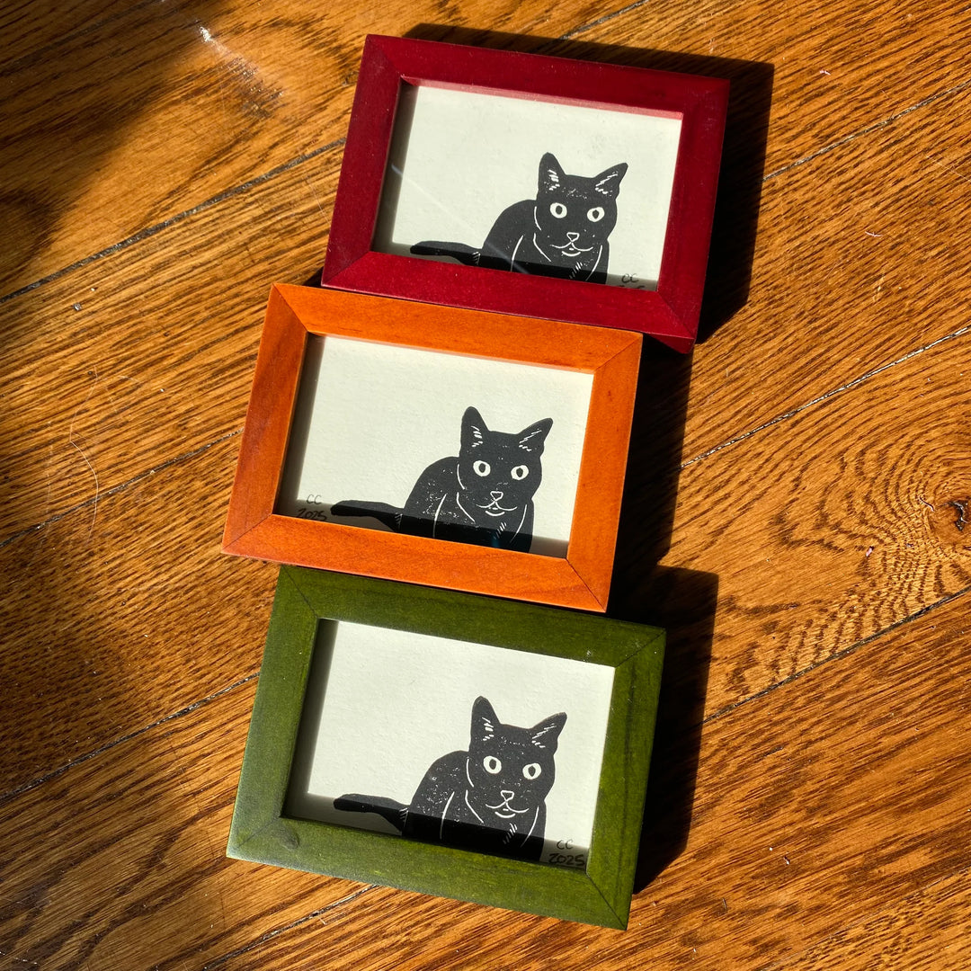 Somebody's Watching Black Cat Block Print