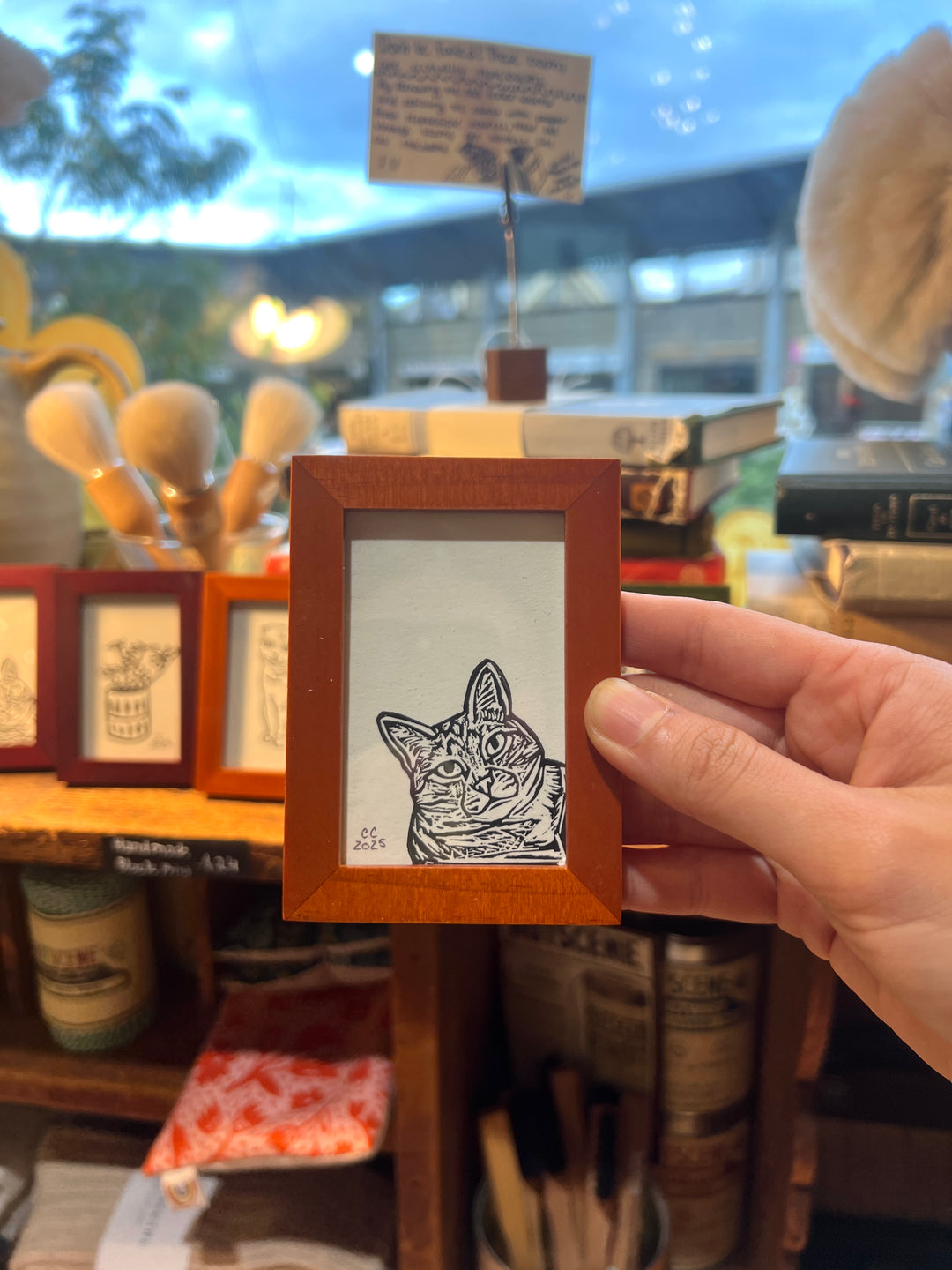 Raisin the Tabby Block Print