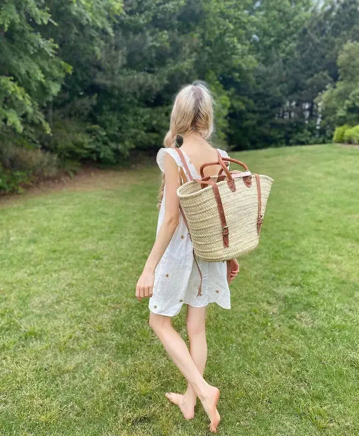 French Market Straw Backpack
