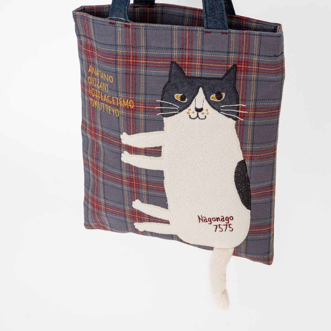 Cat Embroidered Small Tote Bag