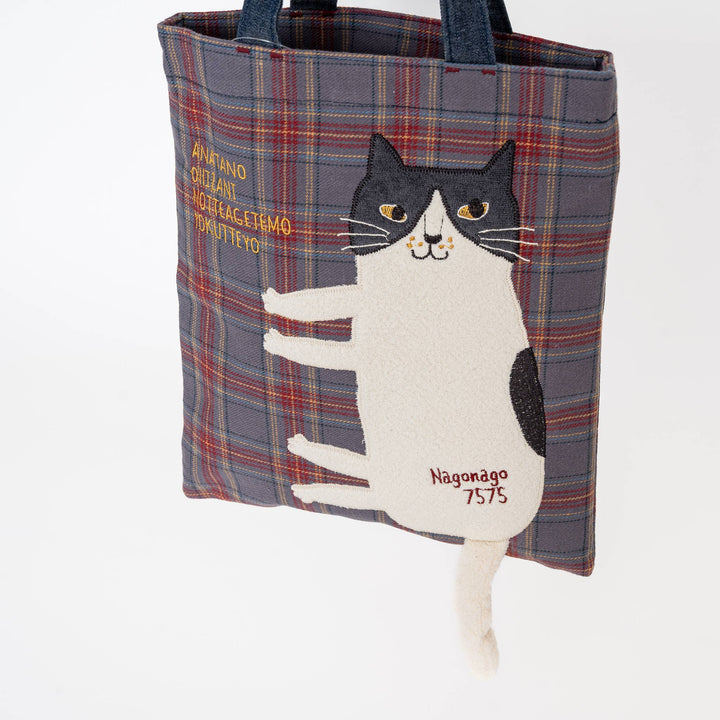 Cat Embroidered Small Tote Bag