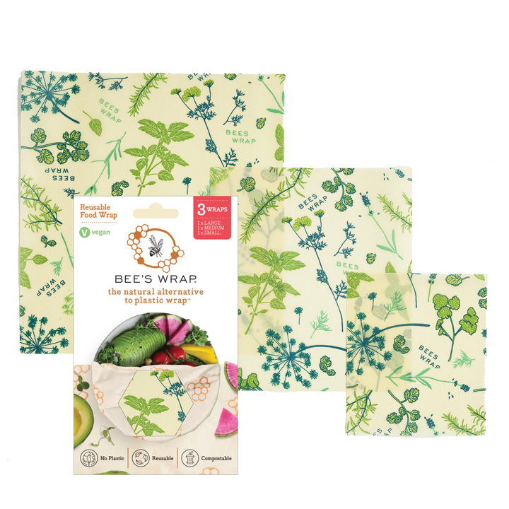 Bee's Wrap Assorted 3 Pack - Herb Garden, Plant Based Vegan Wax