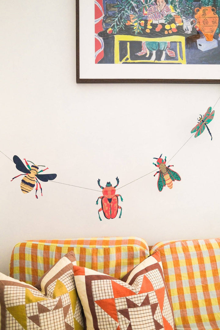 Insect Sewn Paper Garland