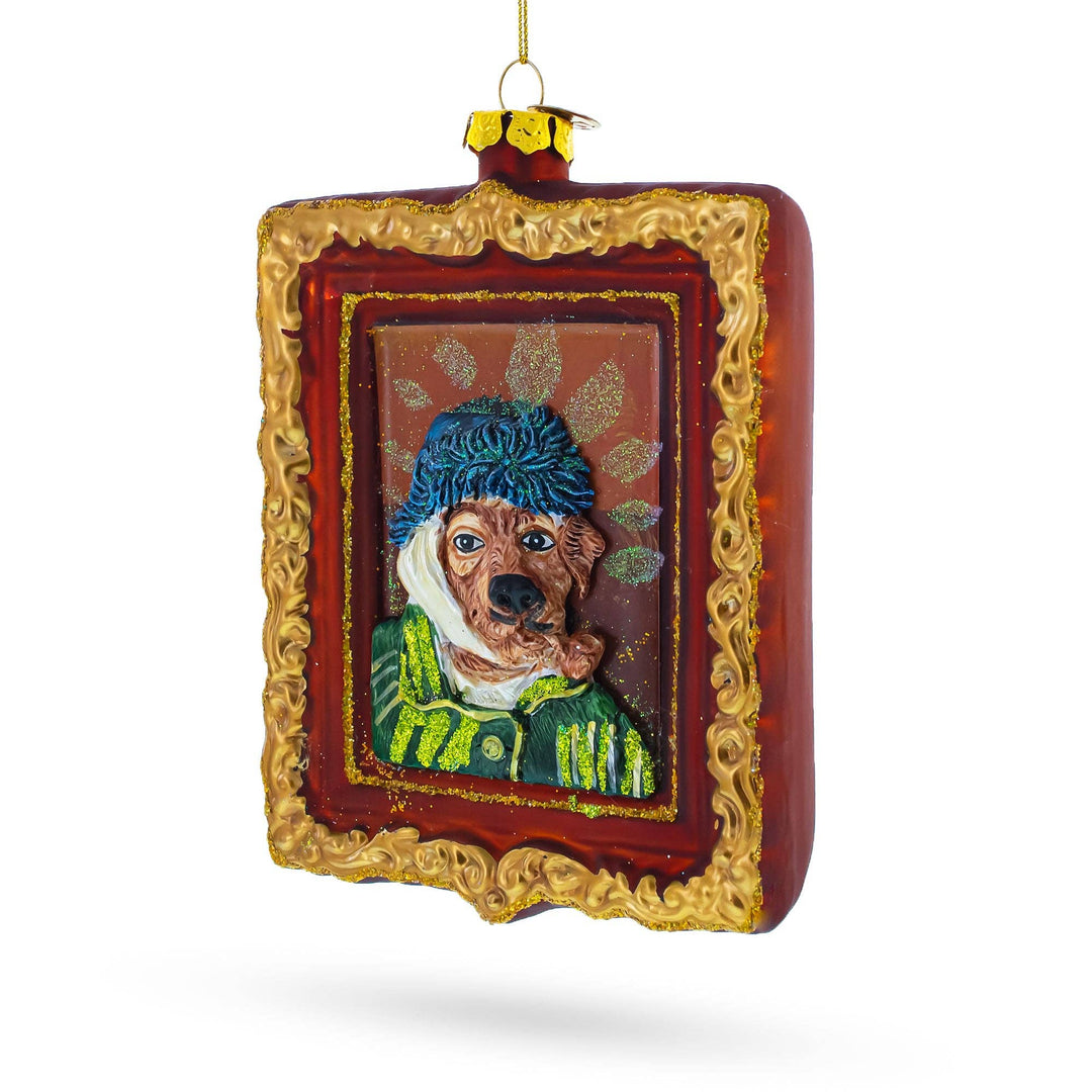Van Gogh Inspired Dog Portrait Glass Ornament