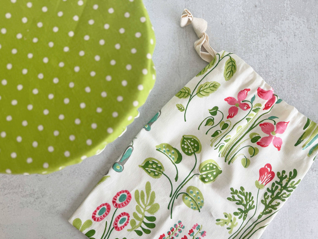 Garden Floral Bread Makers Set- bread bag & bowl cover
