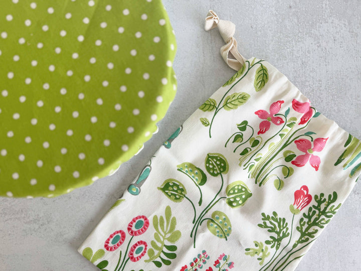 Garden Floral Bread Makers Set- bread bag & bowl cover
