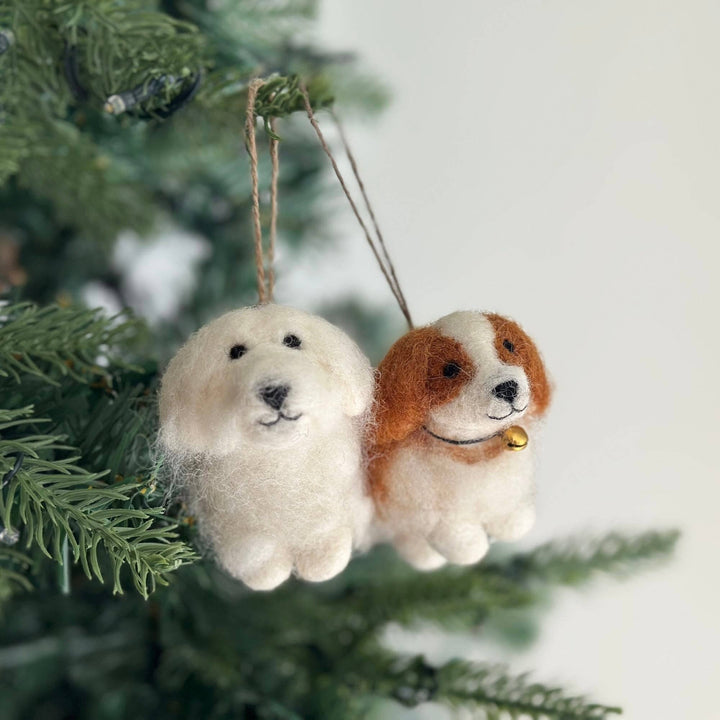White Maltese Dog Felt Ornament