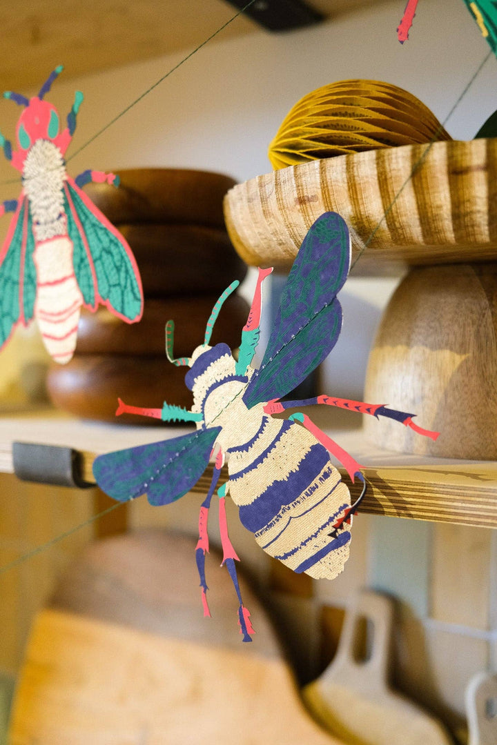 Insect Sewn Paper Garland