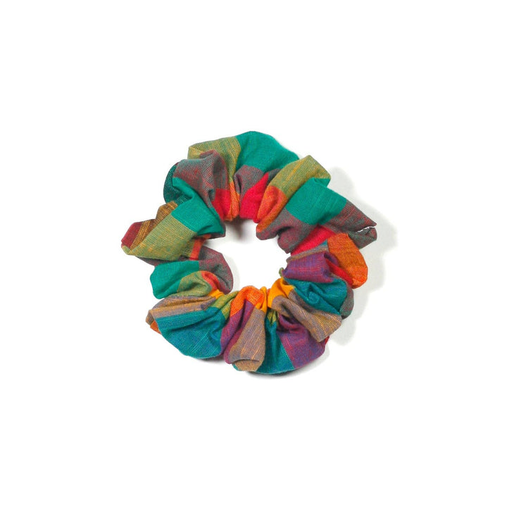 Zero-Waste Scrunchie: Fruit Punch Colorful Buffalo Check Hair Accessory