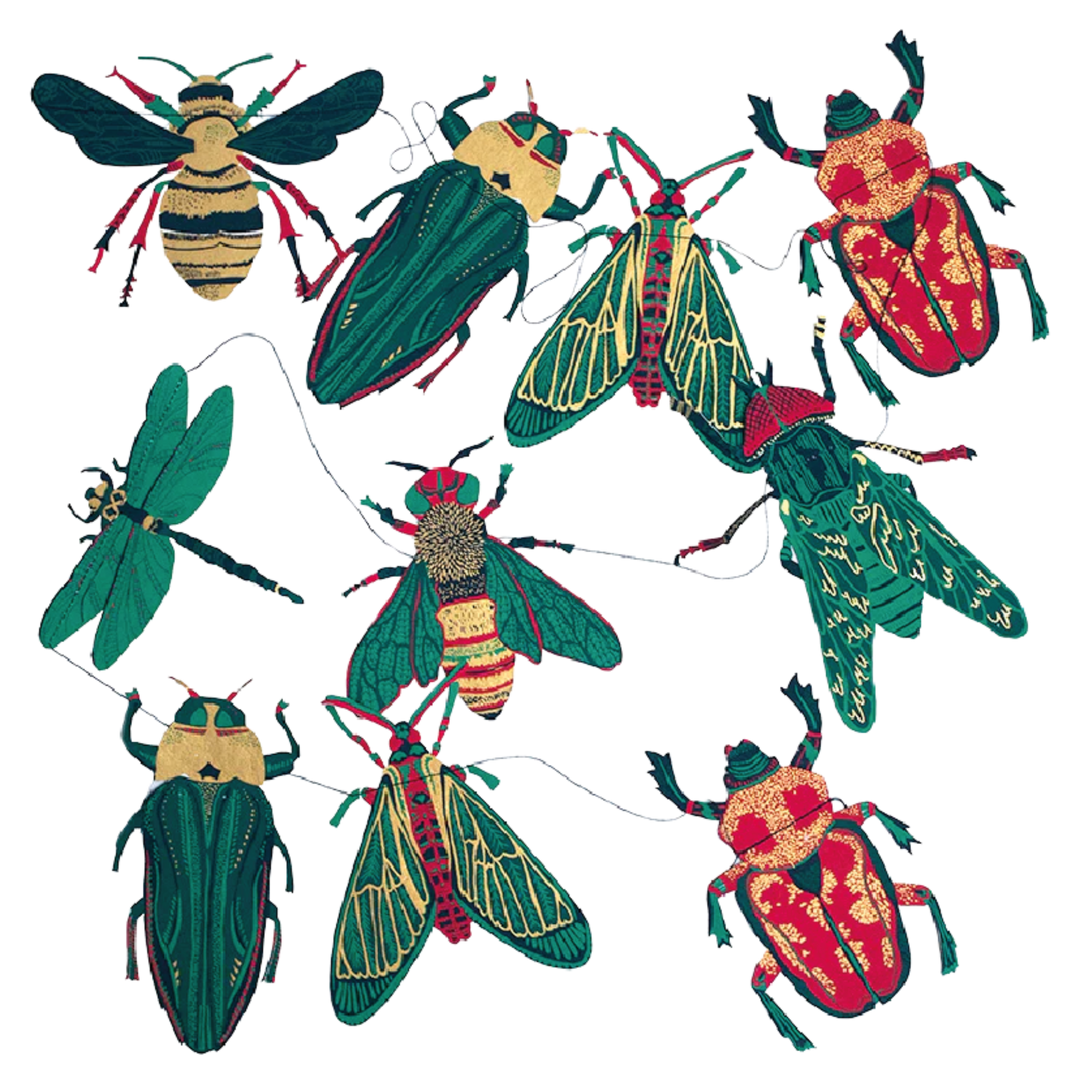 Insect Sewn Paper Garland
