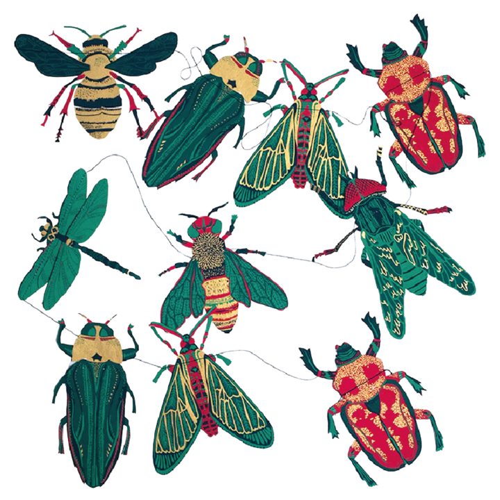 Insect Sewn Paper Garland