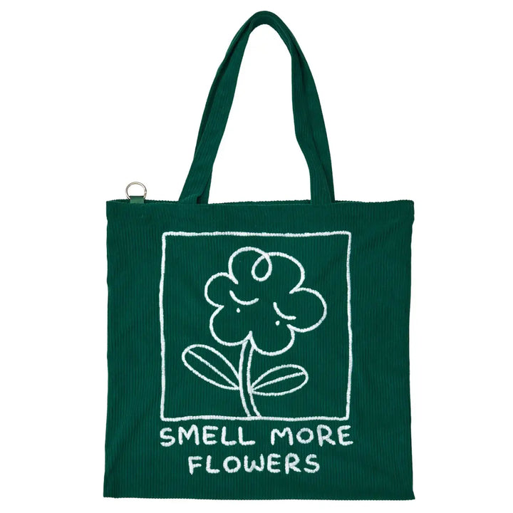 Smell More Flower Corduroy Tote Bag