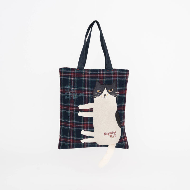 Cat Embroidered Small Tote Bag