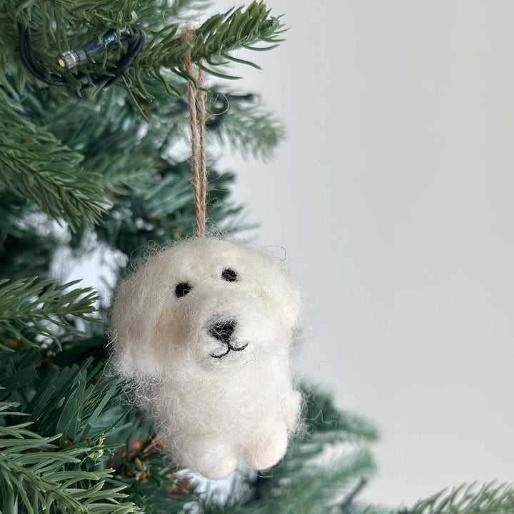 White Maltese Dog Felt Ornament