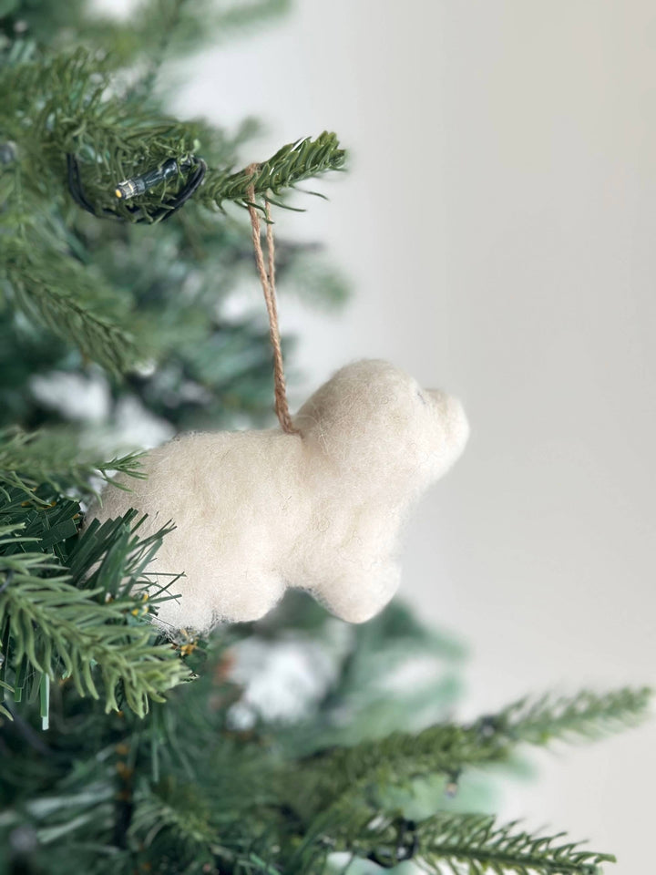 White Maltese Dog Felt Ornament