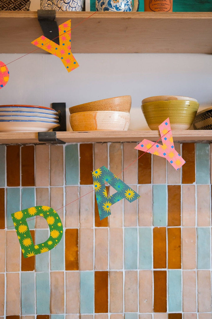 Bright Happy Birthday Sewn Garland