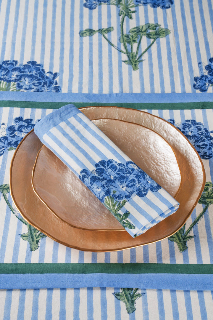 Blue Hydrangea Blockprint Napkins - Set of 4