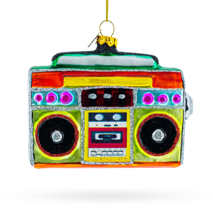 Vintage Cassette Player Boombox Glass Ornament