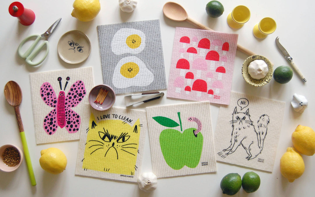 Apple + Worm Swedish Dish Cloth