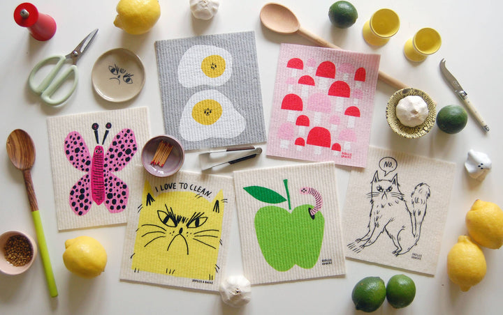 Apple + Worm Swedish Dish Cloth