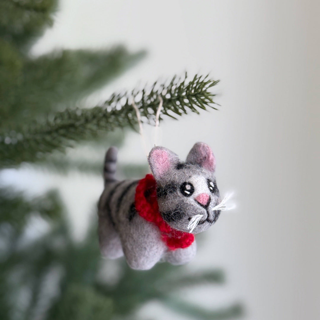Cat Felt Ornament – Calico, Gray Tabby & Tuxedo