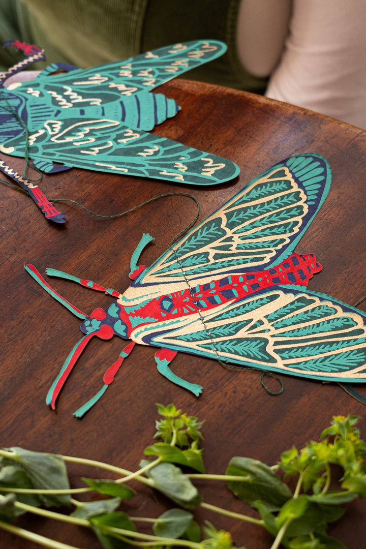 Insect Sewn Paper Garland