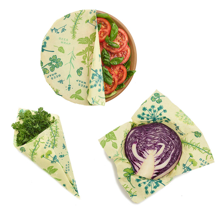 Bee's Wrap Assorted 3 Pack - Herb Garden, Plant Based Vegan Wax