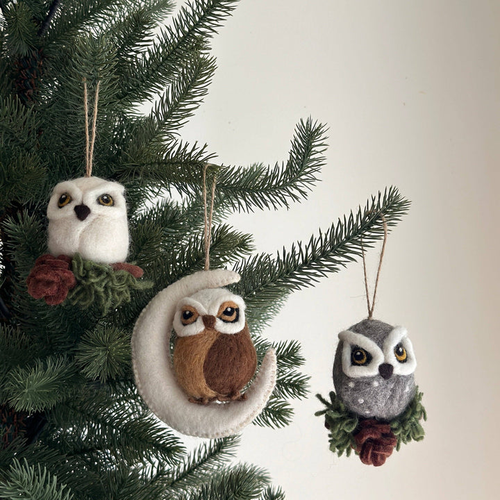 Owl Felted Ornament - Assorted Colors