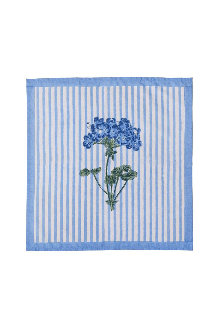 Blue Hydrangea Blockprint Napkins - Set of 4