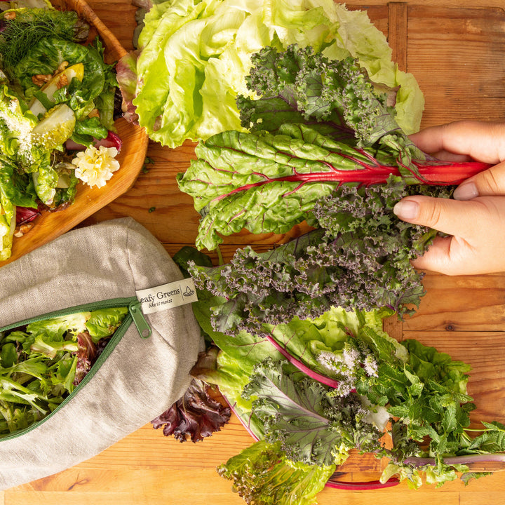 The Leafy Greens Bag – Reusable Linen Produce Bag