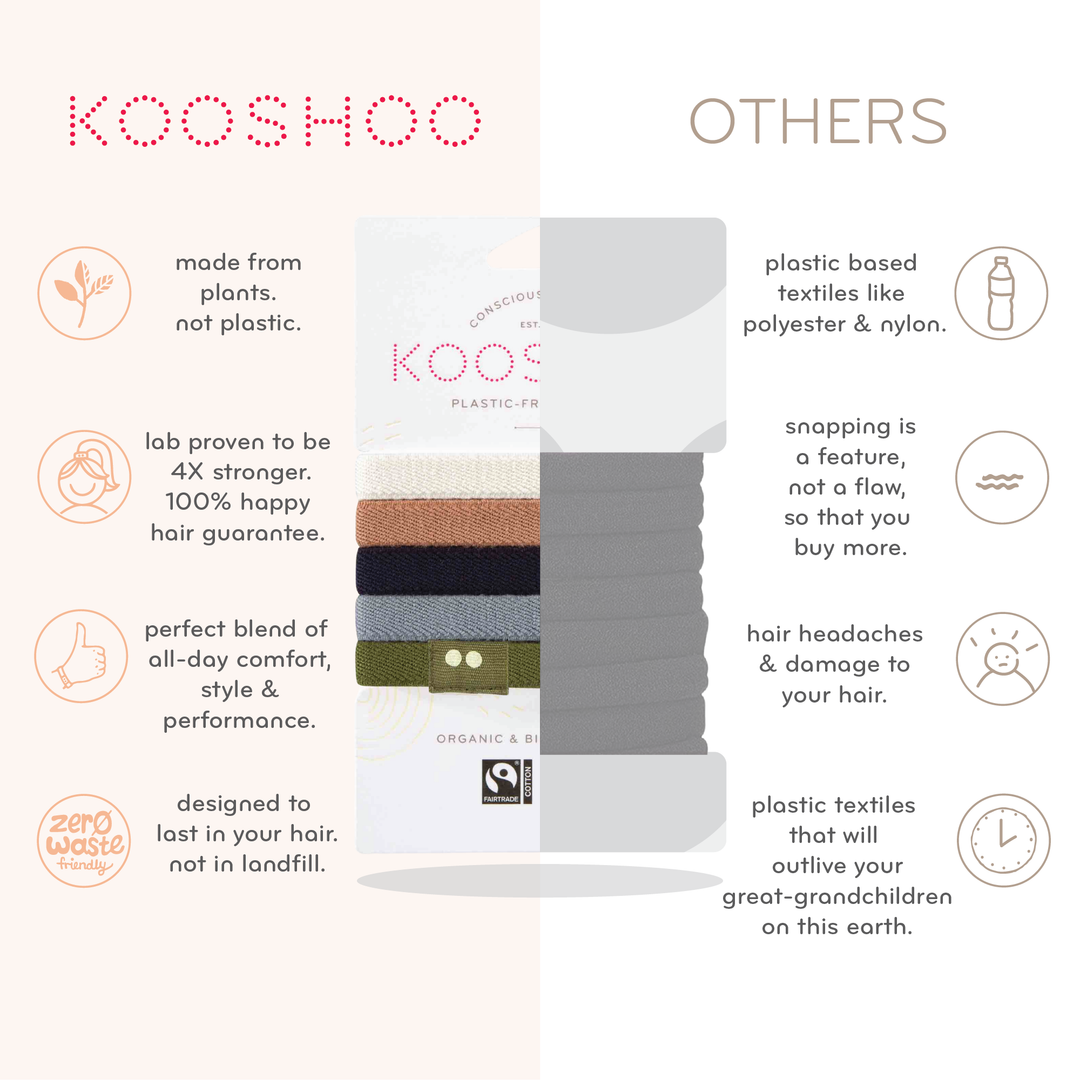 Plastic-free Flat Hair Ties - Earth Tints