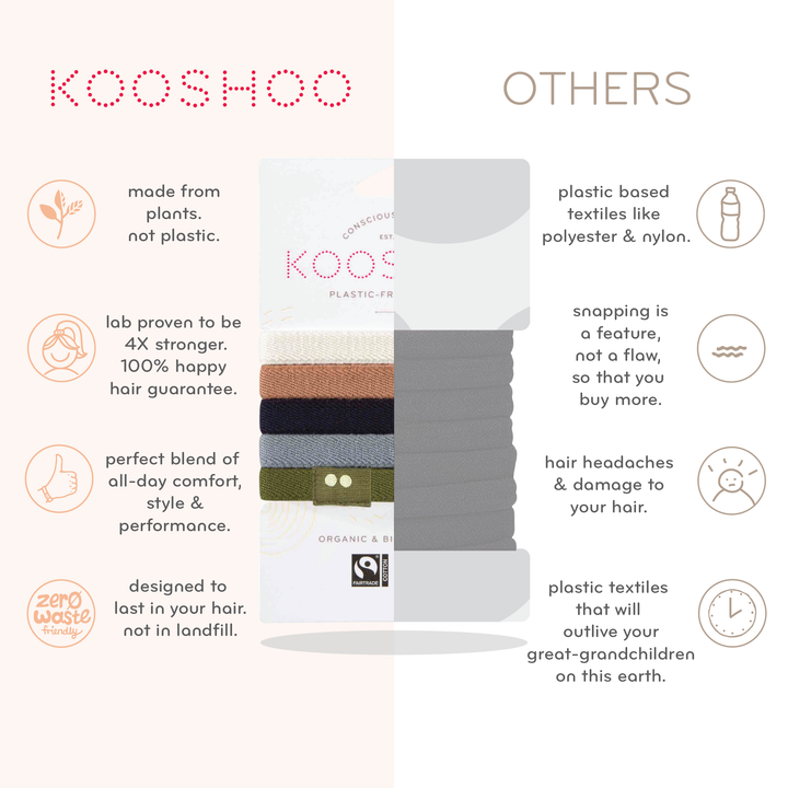 Plastic-free Flat Hair Ties - Earth Tints
