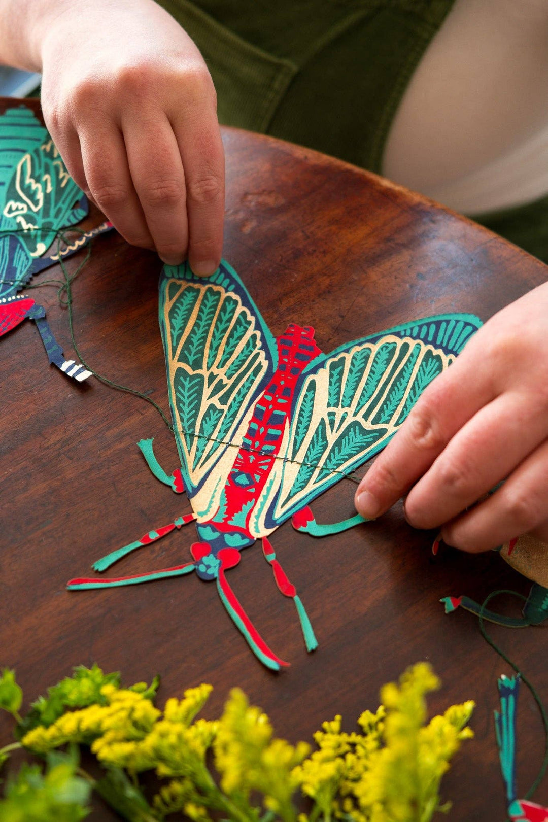 Insect Sewn Paper Garland