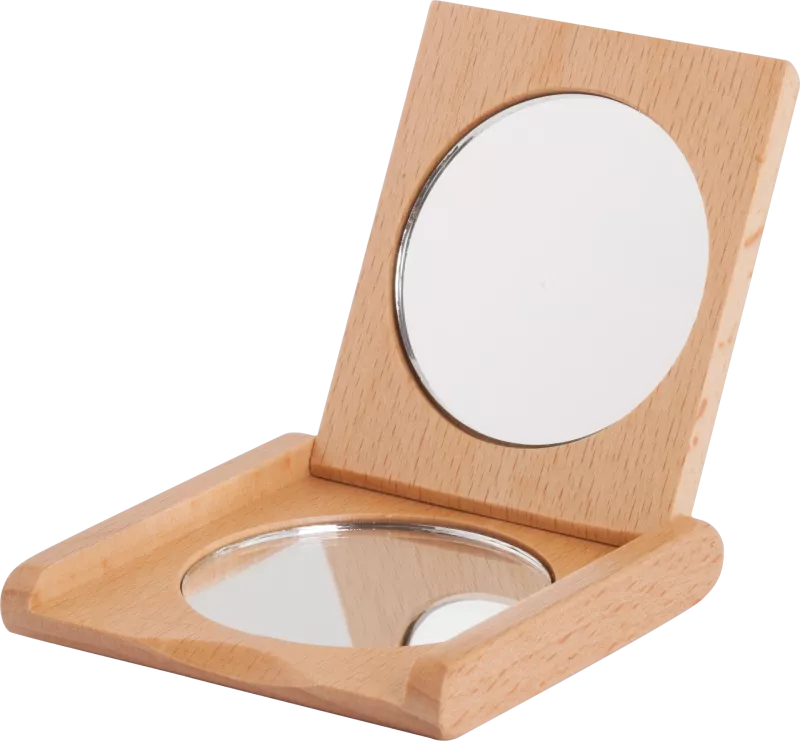 Beechwood Pocket Folding Mirror