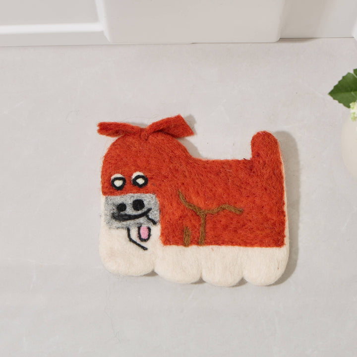 Handmade Felt Coaster - Silly Doggie