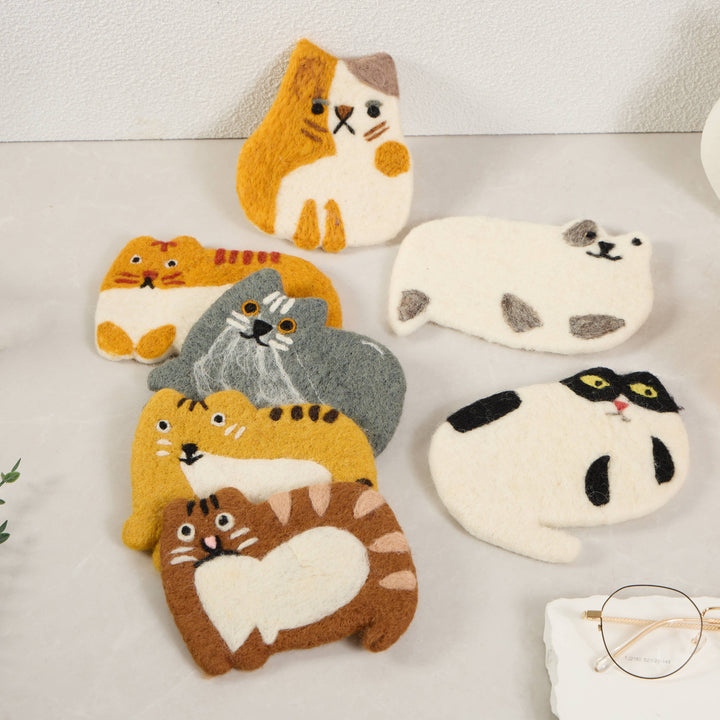 Handmade Felt Coaster Scaredy Cats