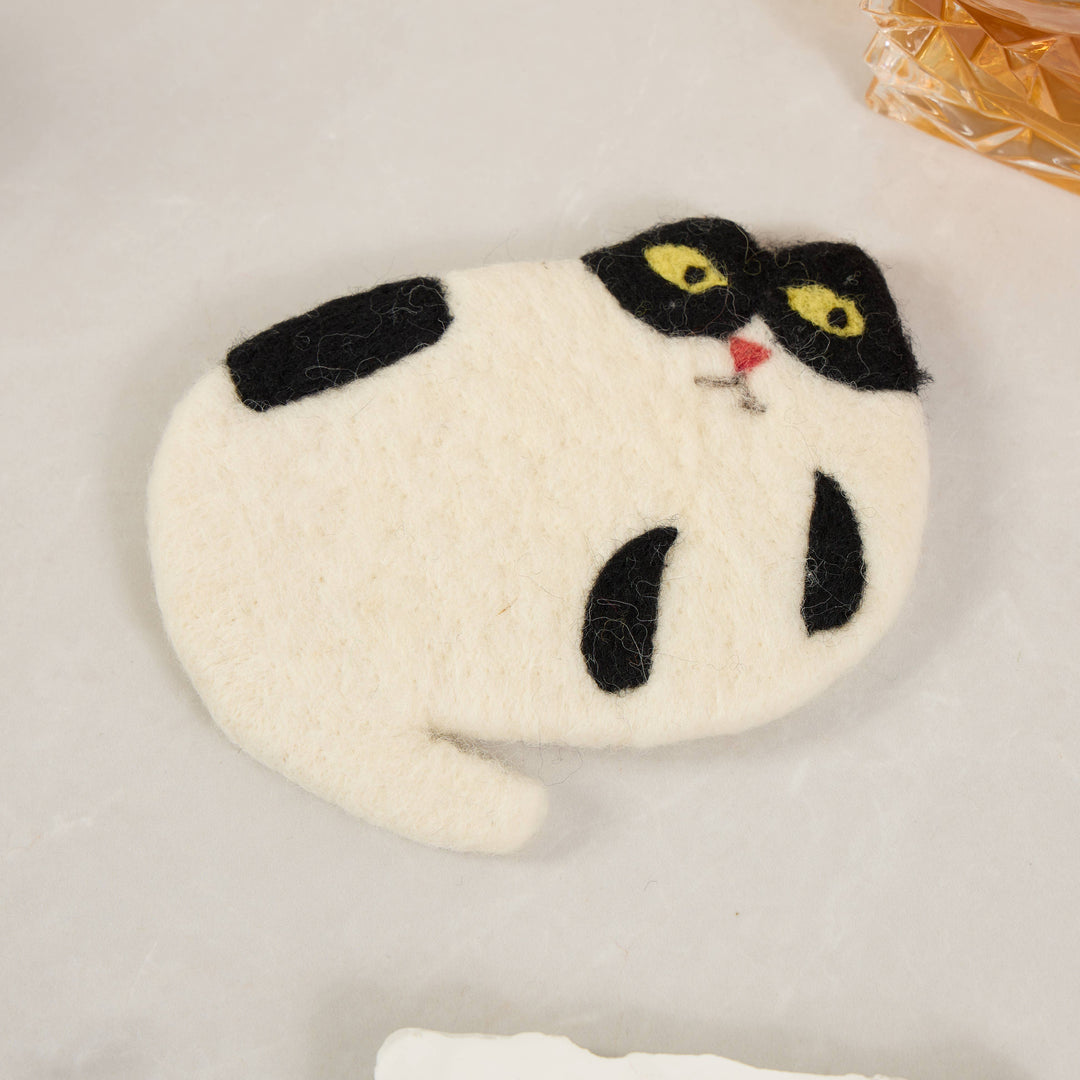 Handmade Felt Coaster Scaredy Cats