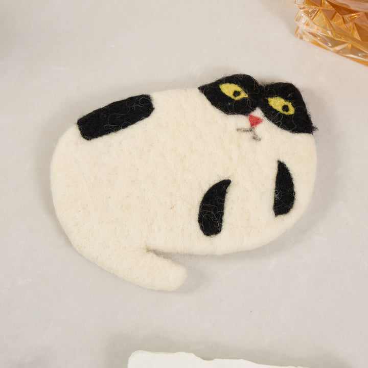 Handmade Felt Coaster Scaredy Cats
