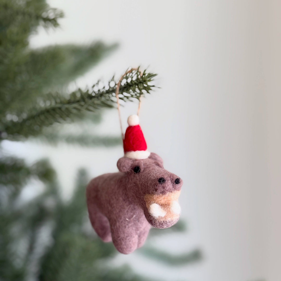 Moodeng the Hippo Felt Ornament
