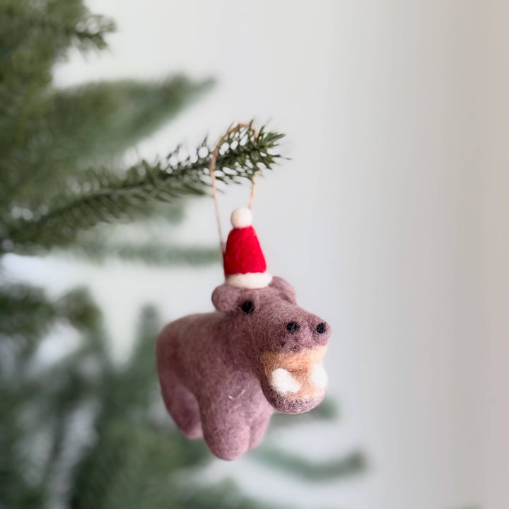 Moodeng the Hippo Felt Ornament