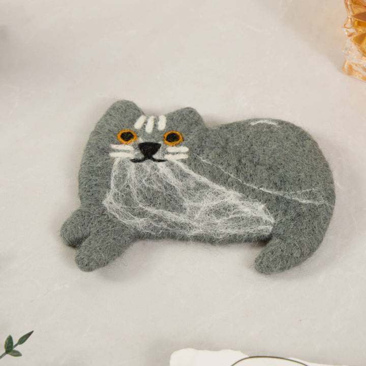 Handmade Felt Coaster Scaredy Cats