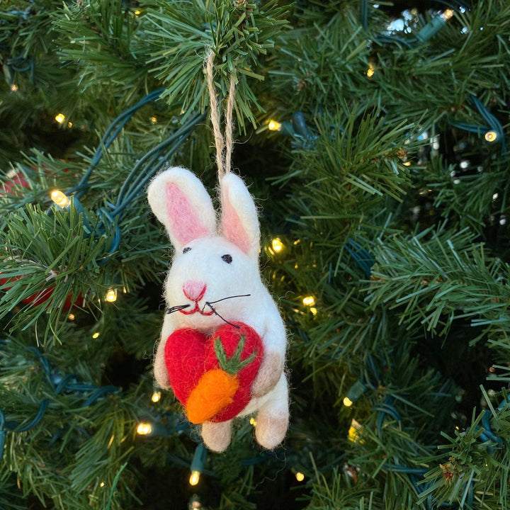 Felt Bunny Holding A Heart Ornament