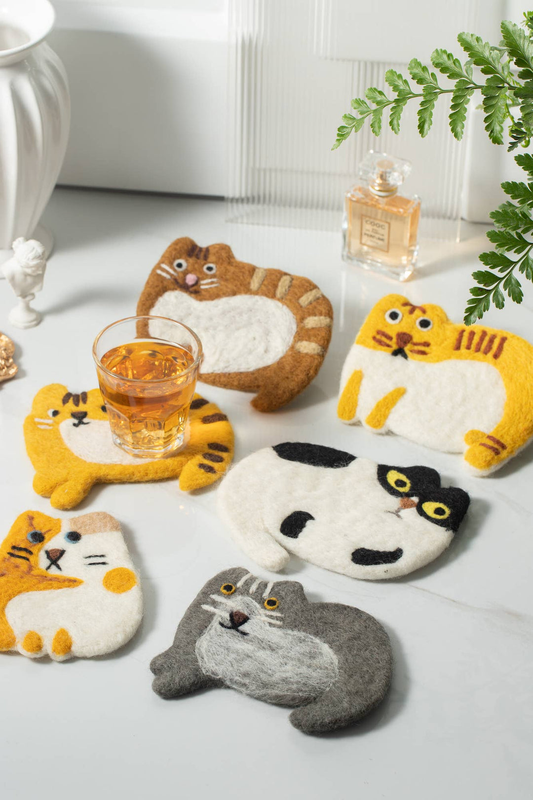 Handmade Felt Coaster Scaredy Cats