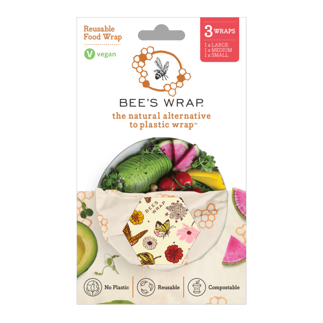 Bee's Wrap Assorted 3 Pack - Meadow Magic, Plant Based Vegan Wax