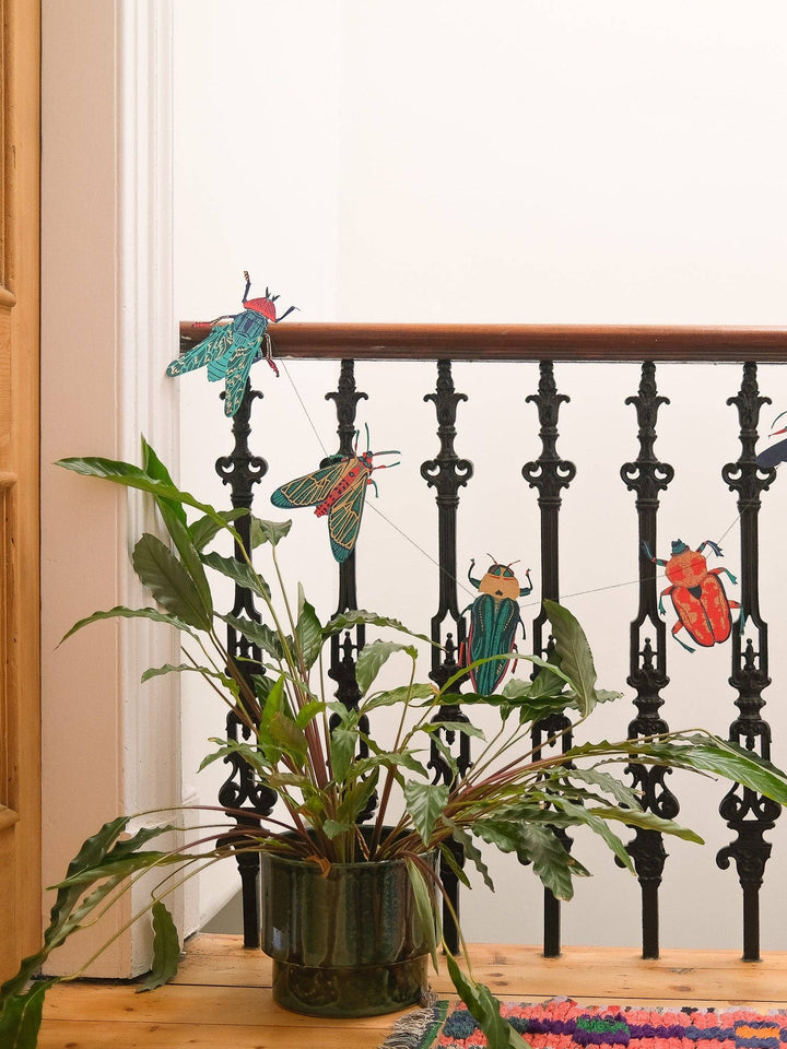 Insect Sewn Paper Garland